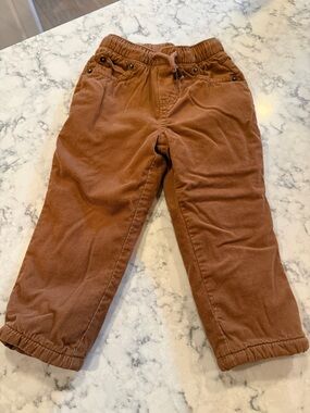 Kids Fleece Lined Corduroy Pull-On Pants in Rust